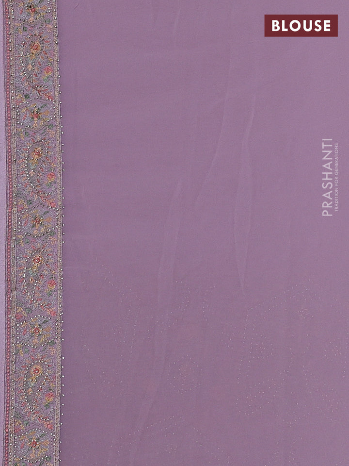 Pastel Pink Georgette Saree - Embroidery