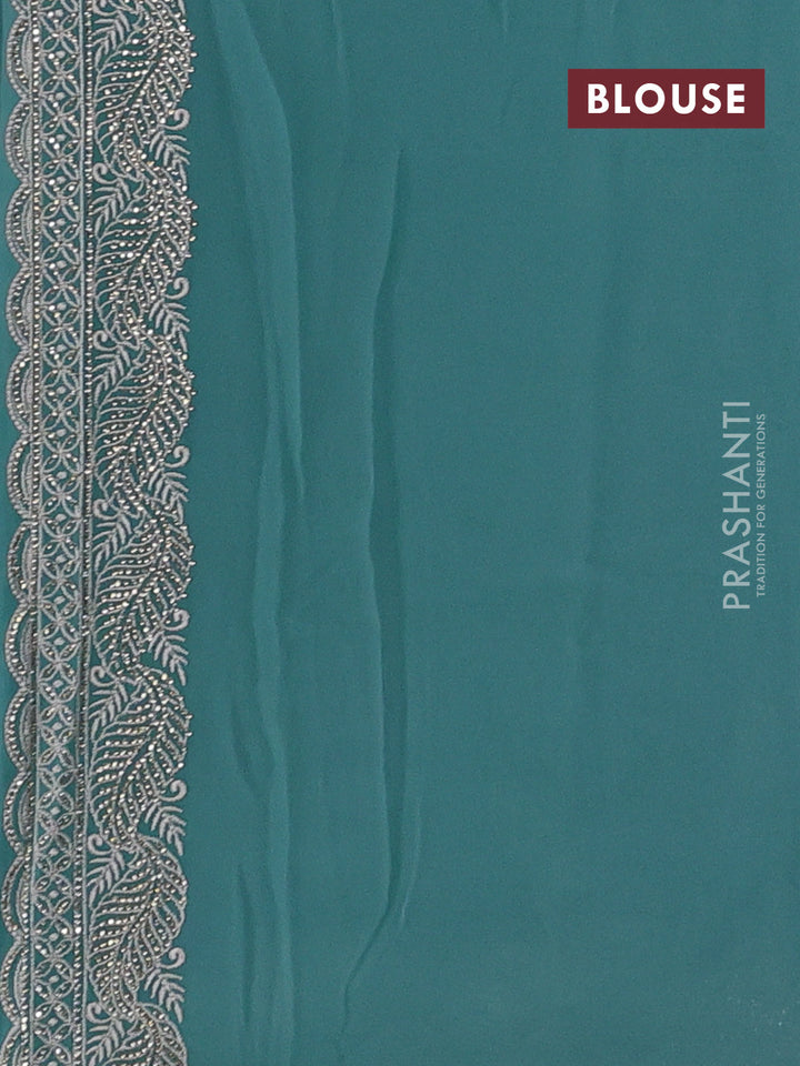 Teal Green Georgette Saree - Embroidery