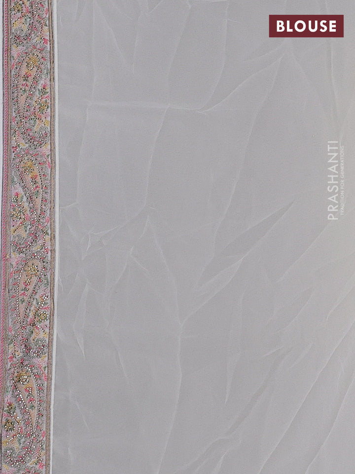 Off White Georgette Saree - Embroidery