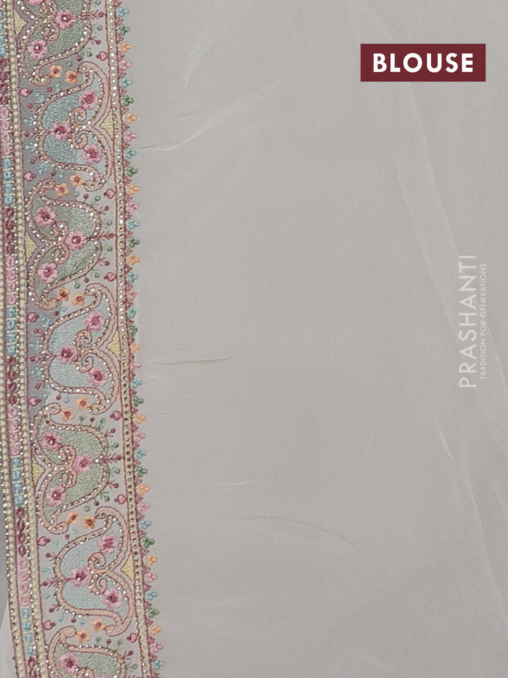 Cream Georgette Saree - Embroidery
