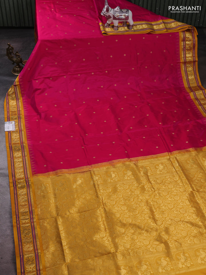 Pink & Mustard Yellow Narayanpet Silk Saree