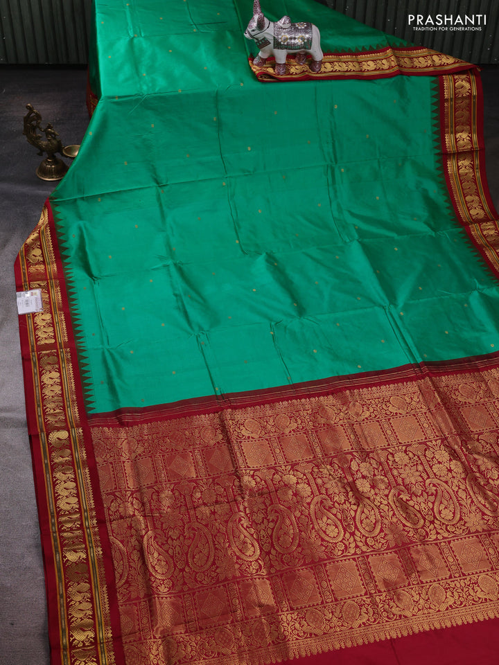 Green & Maroon Narayanpet Silk Saree