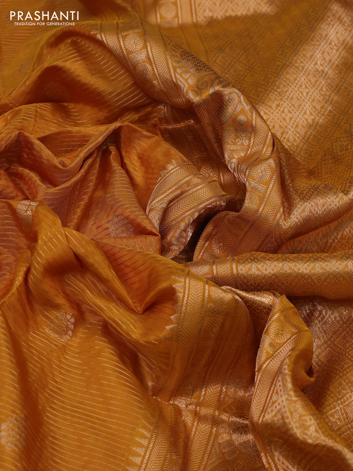 Mustard Yellow & Green Narayanpet Silk Saree