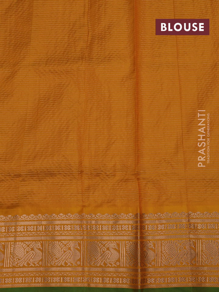 Mustard Yellow & Green Narayanpet Silk Saree
