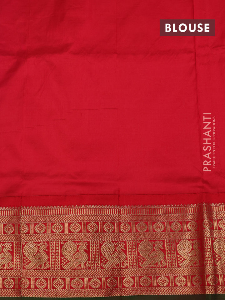Blue & Red Narayanpet Silk Saree