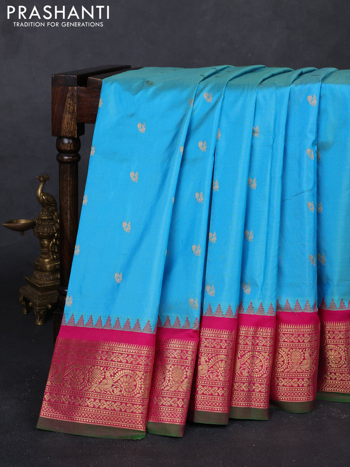 Cs Blue & Pink Narayanpet Silk Saree