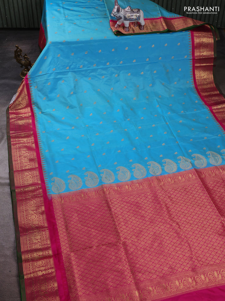 Cs Blue & Pink Narayanpet Silk Saree
