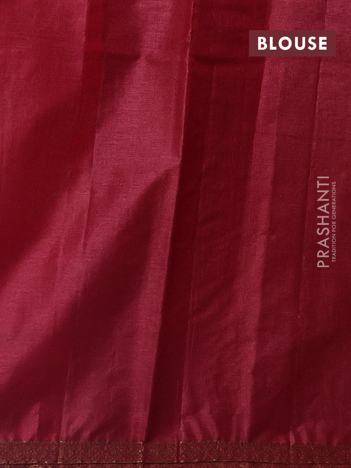 Green & Maroon Banarasi Tussar Silk Saree
