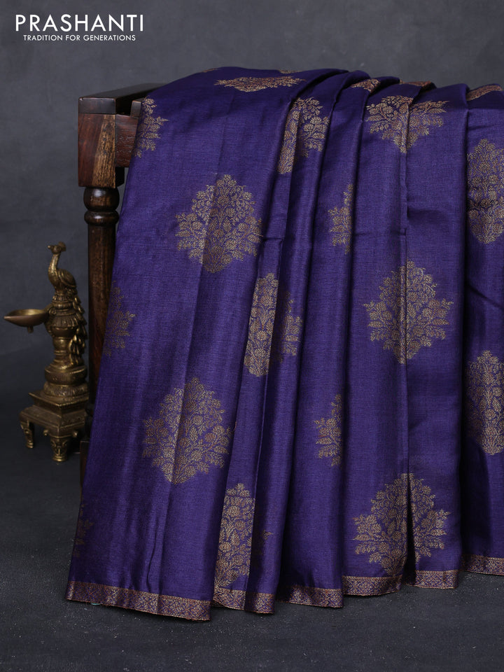 Blue & Maroon Banarasi Tussar Silk Saree