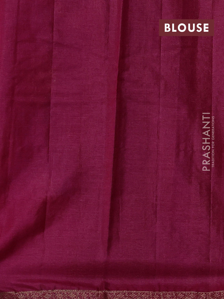 Peacock Blue & Pink Banarasi Tussar Silk Saree