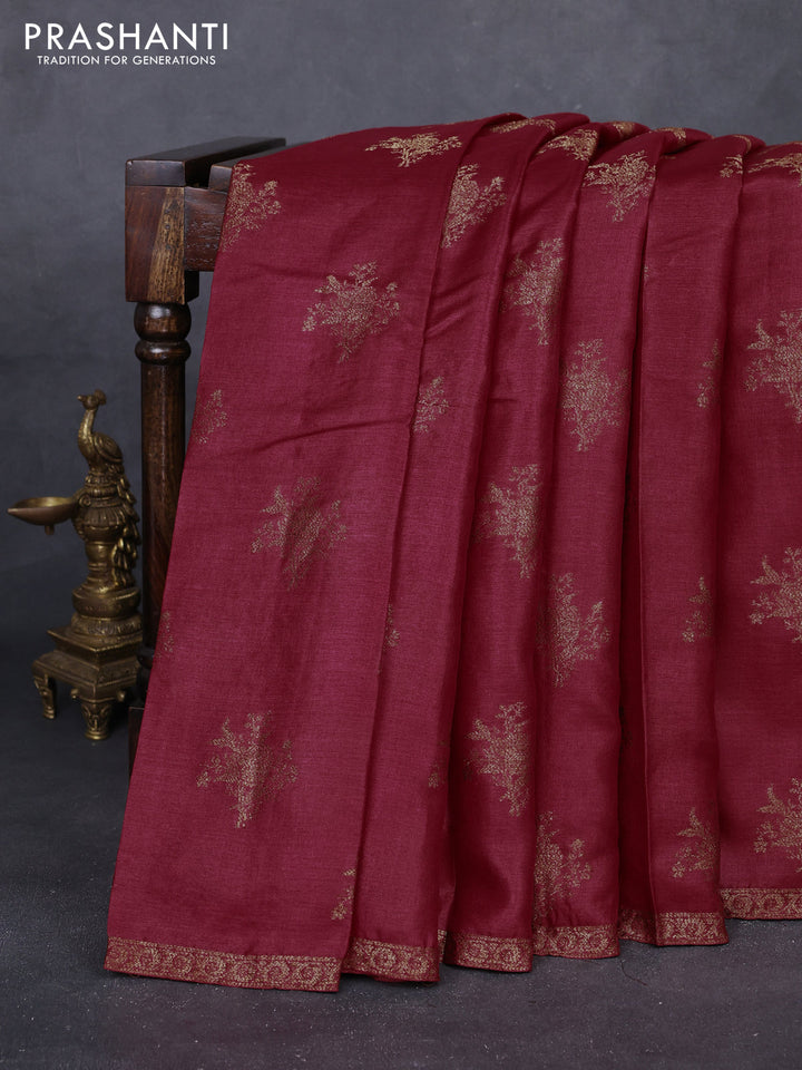 Maroon & Green Banarasi Tussar Silk Saree