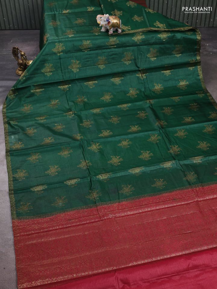 Green & Maroon Banarasi Tussar Silk Saree