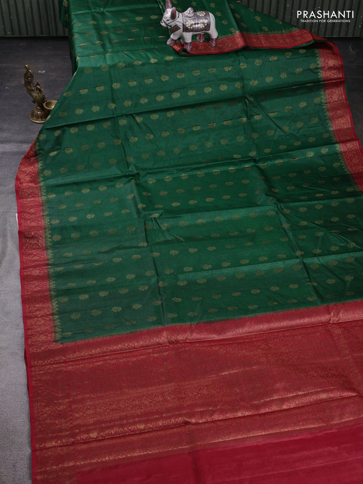 Green & Maroon Banarasi Tussar Silk Saree
