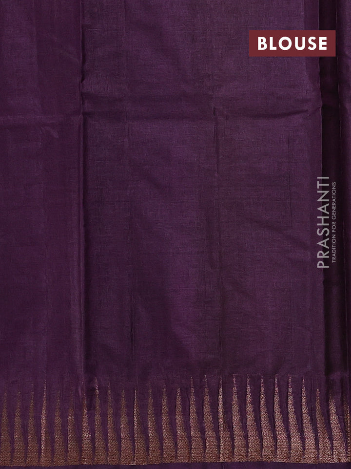 Mehendi Green & Purple Banarasi Tussar Silk Saree