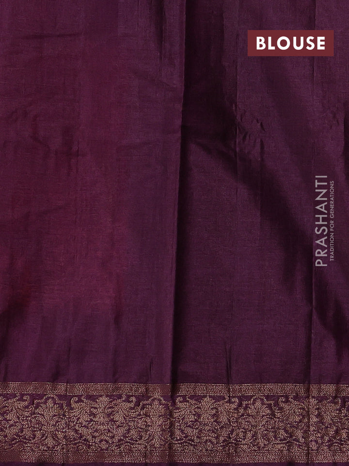 Rustic Orange & Purple Banarasi Tussar Silk Saree
