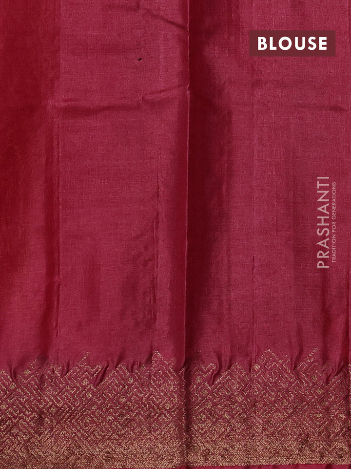 Mustard & Maroon Banarasi Tussar Silk Saree