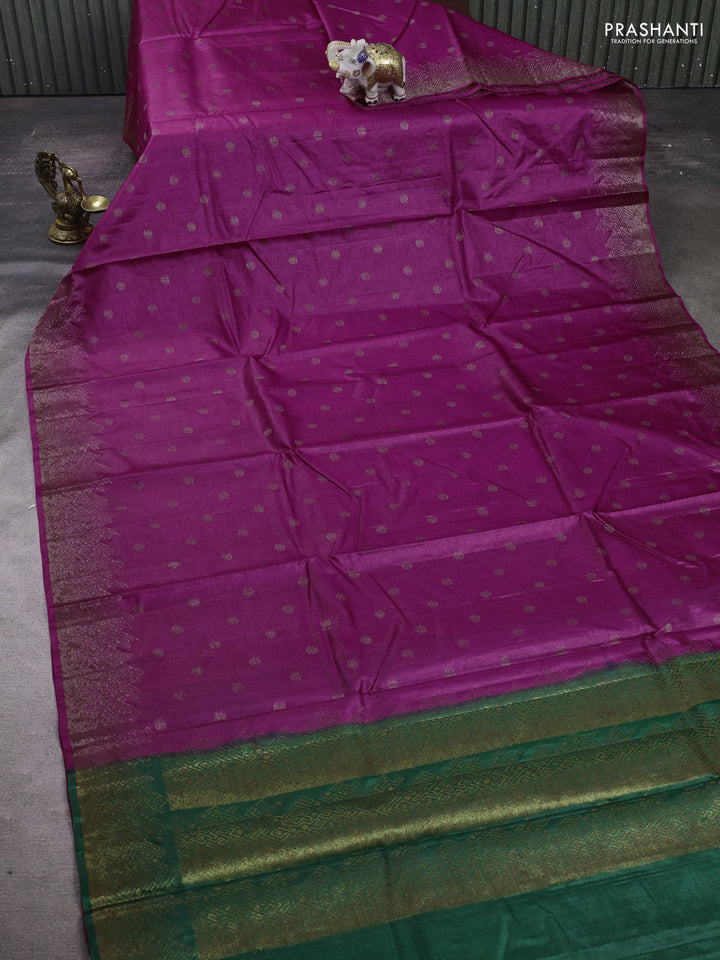 Pink & Green Banarasi Tussar Silk Saree