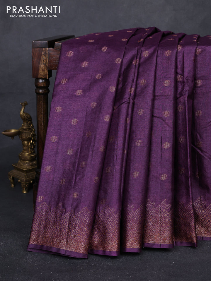 Purple & Green Banarasi Tussar Silk Saree