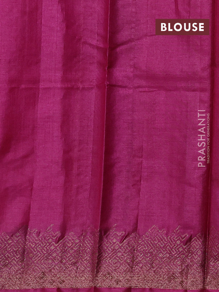 Peacock Blue & Pink Banarasi Tussar Silk Saree