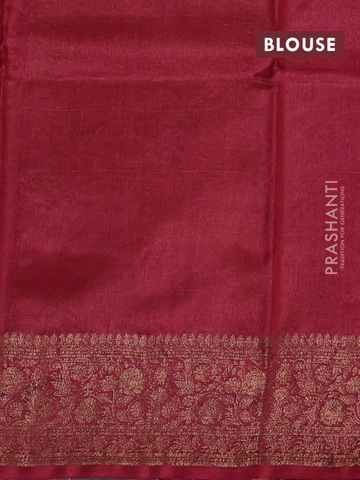 Mustard & Maroon Banarasi Tussar Silk Saree