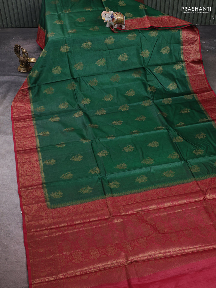 Green & Maroon Banarasi Tussar Silk Saree