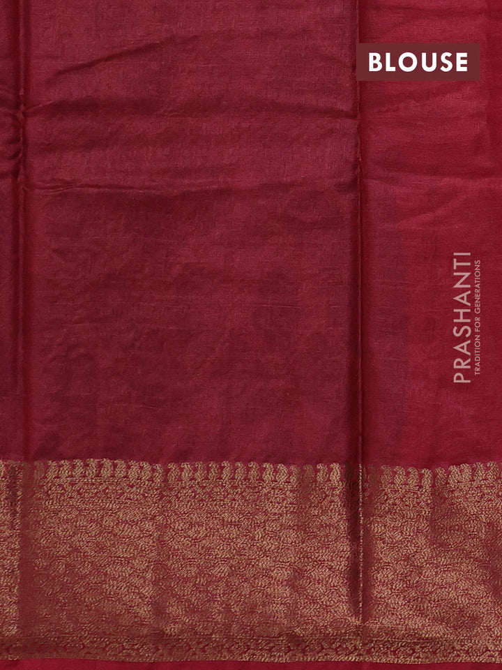 Green & Maroon Banarasi Tussar Silk Saree