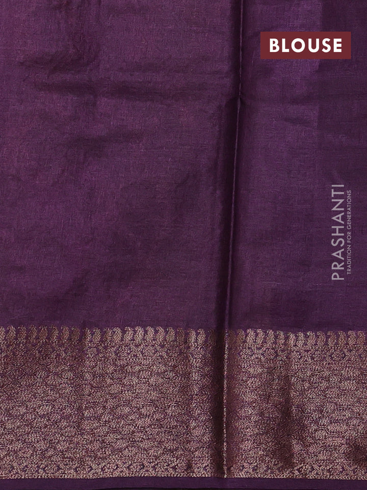 Mehendi Green & Purple Banarasi Tussar Silk Saree