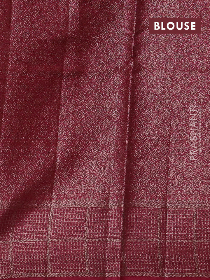 Coffee Brown & Maroon Banarasi Tussar Silk Saree