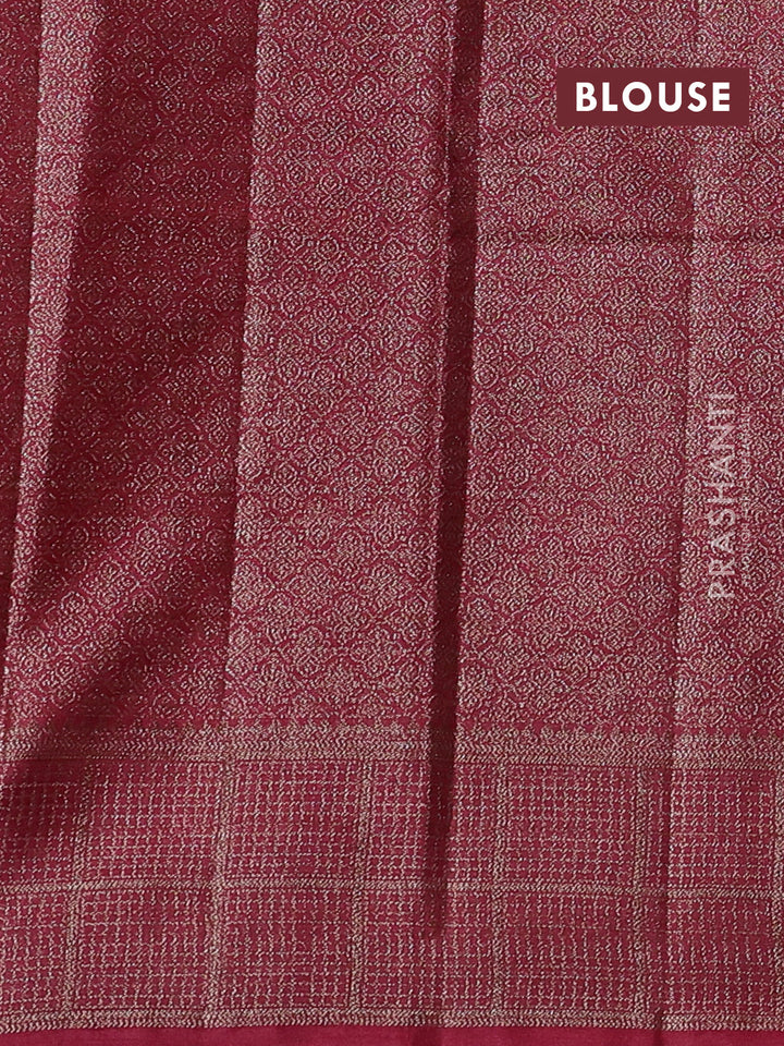 Coffee Brown & Maroon Banarasi Tussar Silk Saree
