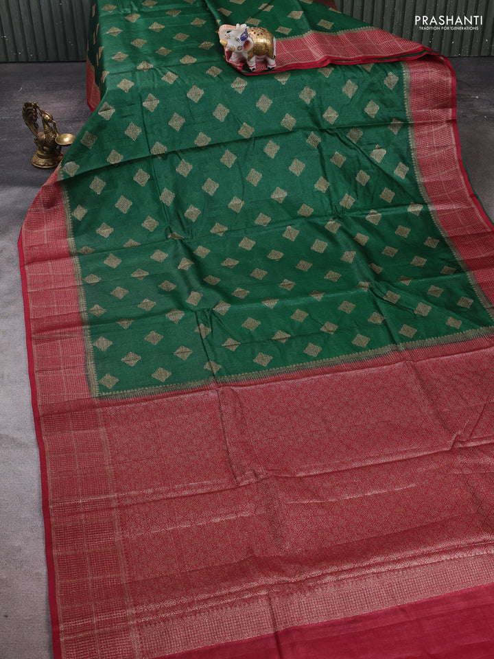 Green & Maroon Banarasi Tussar Silk Saree
