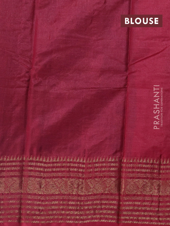 Blue & Red Banarasi Tussar Silk Saree