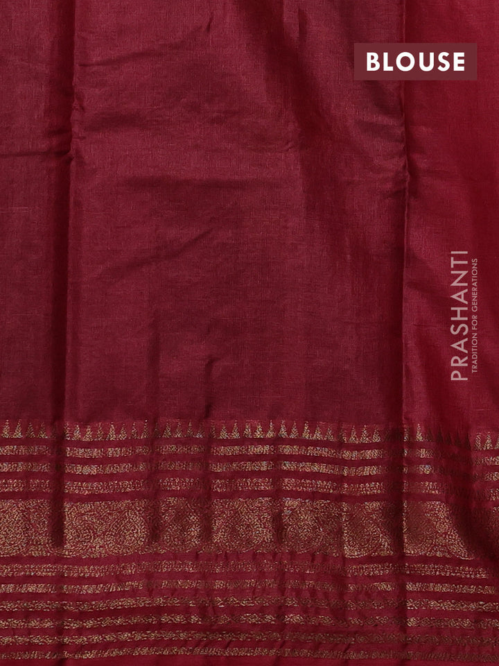 Green & Maroon Banarasi Tussar Silk Saree