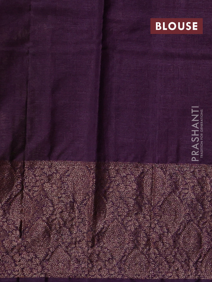 Mehendi Green & Purple Banarasi Tussar Silk Saree
