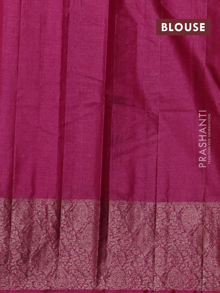 Peacock Blue & Pink Banarasi Tussar Silk Saree