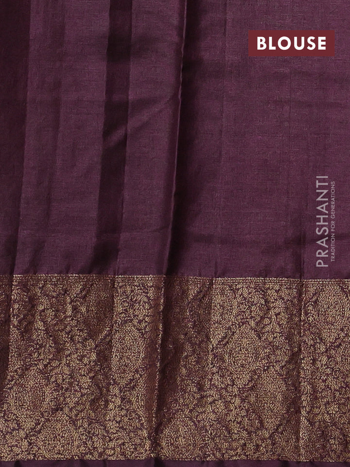 Green & Wine Banarasi Tussar Silk Saree