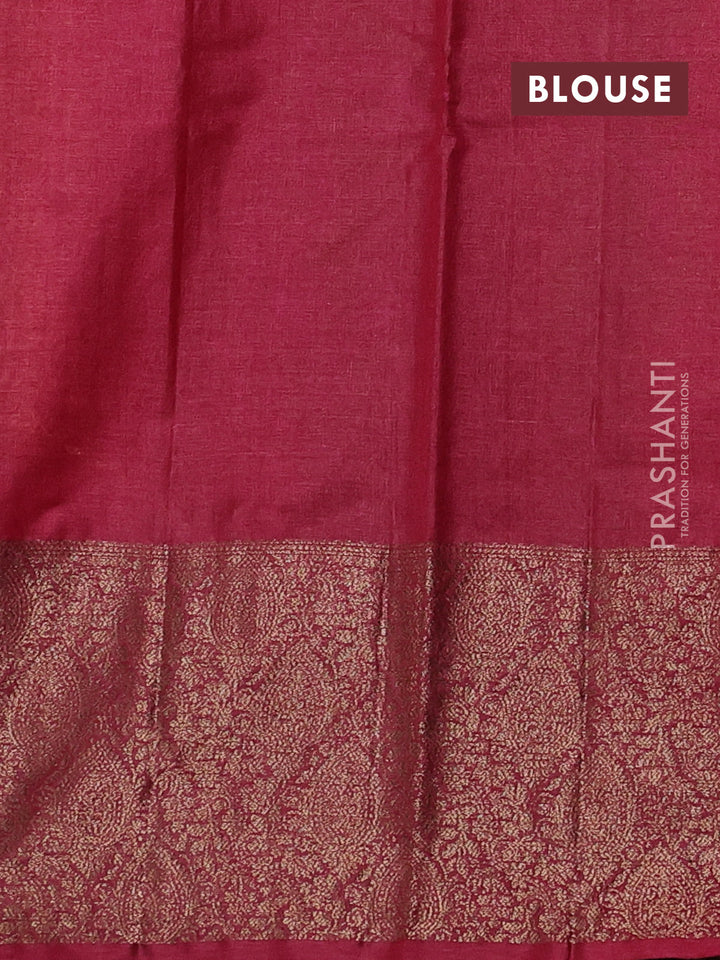 Mustard & Maroon Banarasi Tussar Silk Saree