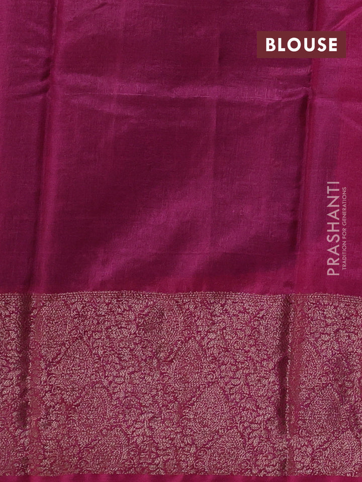 Peacock Blue & Pink Banarasi Tussar Silk Saree