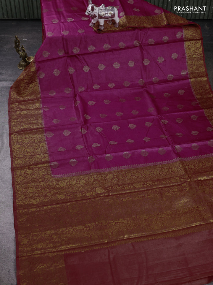Pink & Rust Banarasi Tussar Silk Saree