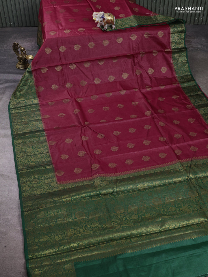 Maroon & Green Banarasi Tussar Silk Saree