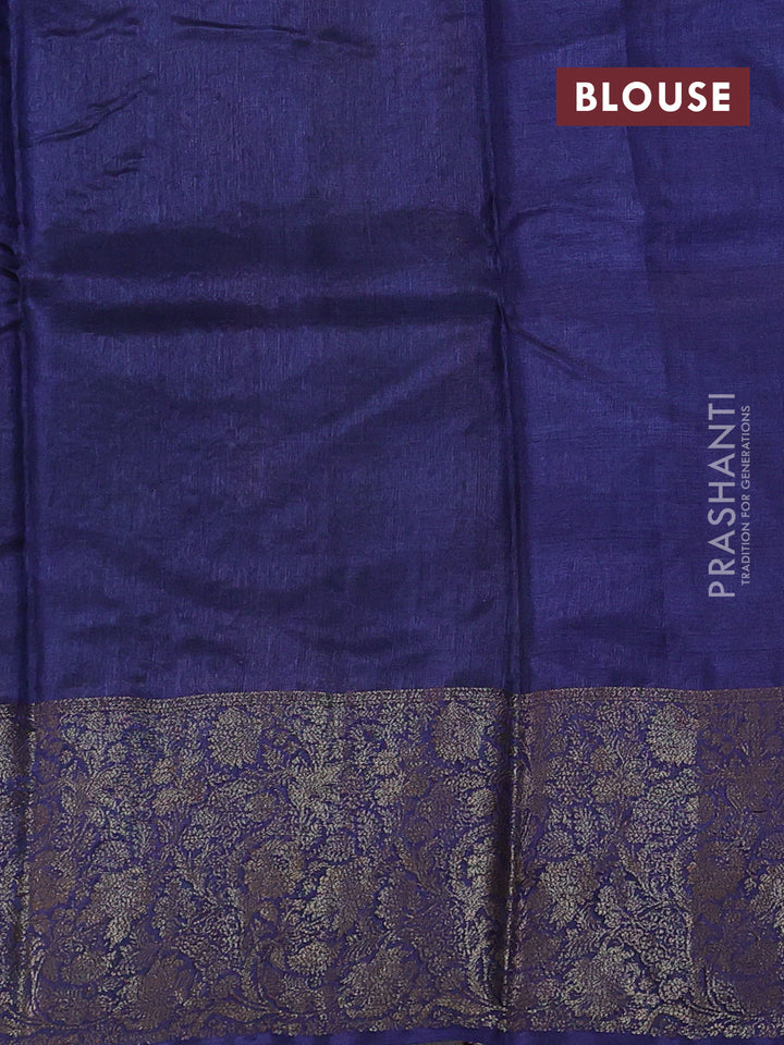 Mehendi Green & Navy Blue Banarasi Tussar Silk Saree
