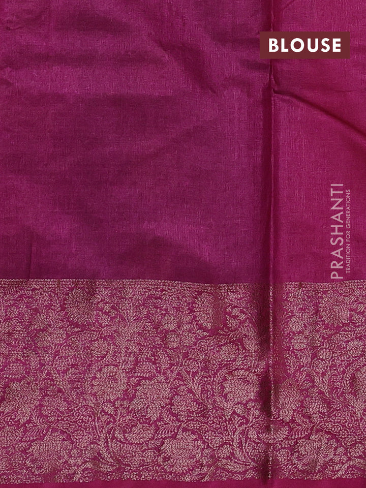 Peacock Blue & Pink Banarasi Tussar Silk Saree