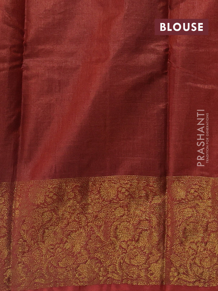Coffee Brown & Rust Banarasi Tussar Silk Saree