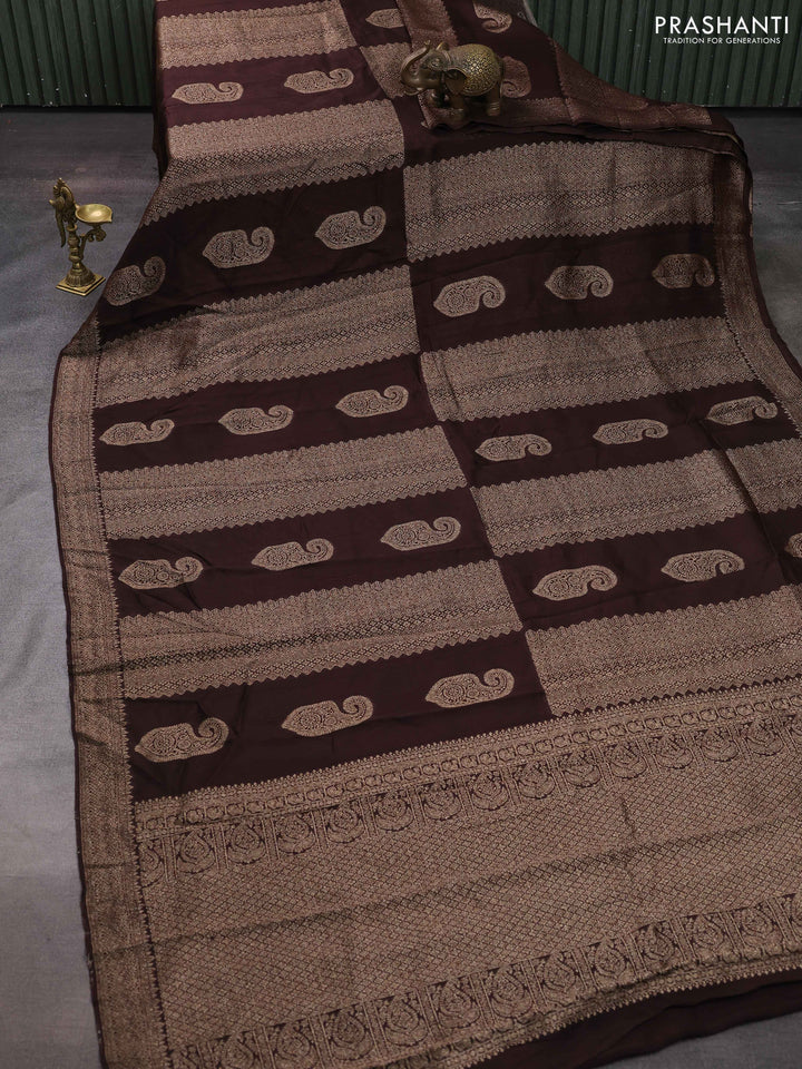 Coffee Brown Banarasi Semi Raw Silk Saree