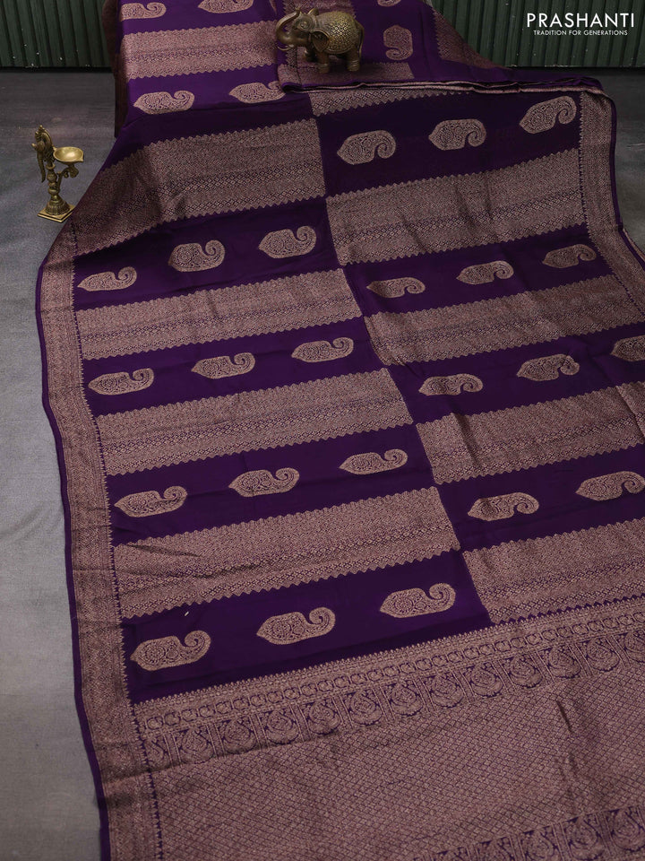 Violet Banarasi Semi Raw Silk Saree