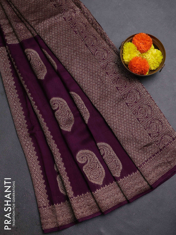 Purple Banarasi Semi Raw Silk Saree