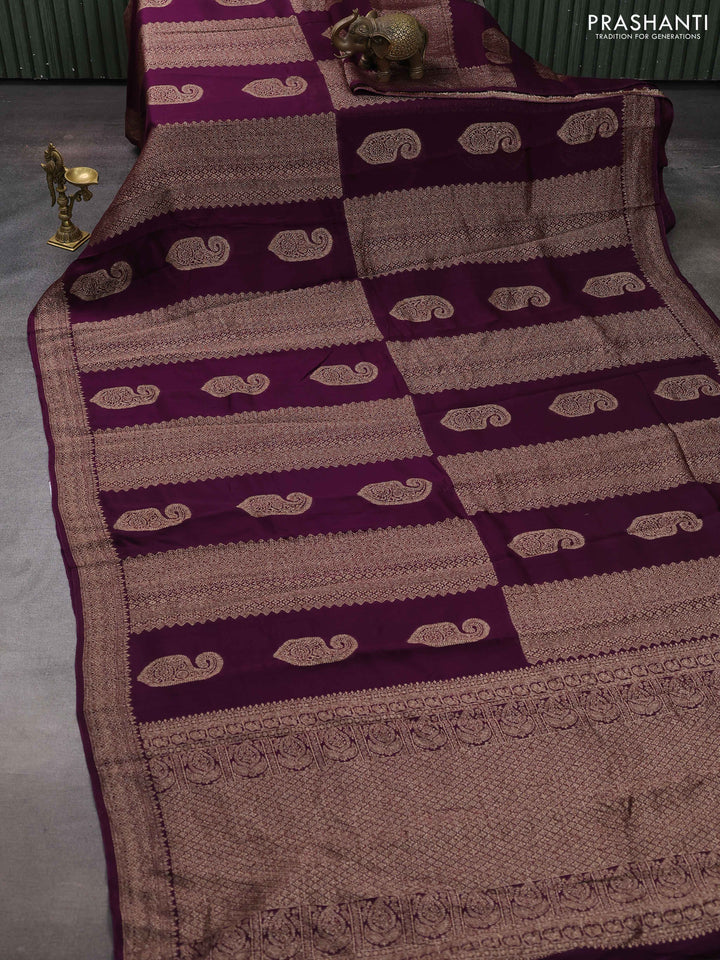 Purple Banarasi Semi Raw Silk Saree