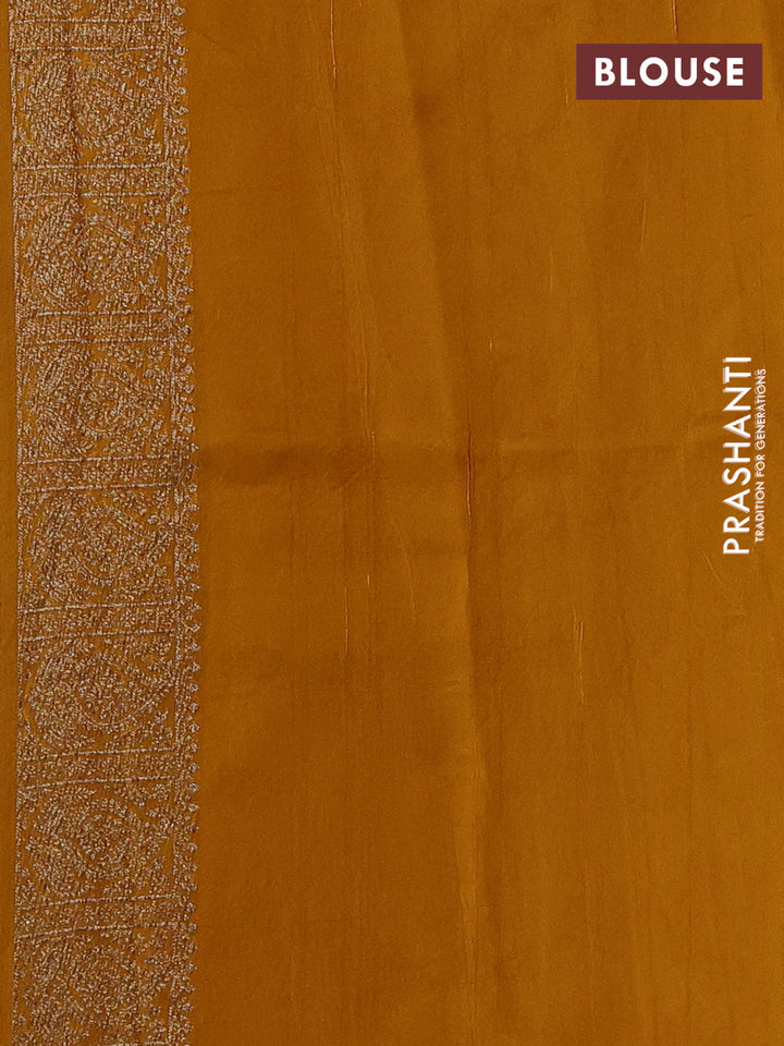 Mustard Yellow Banarasi Semi Raw Silk Saree