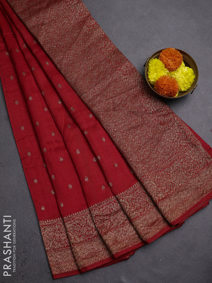 Red Banarasi Semi Raw Silk Saree