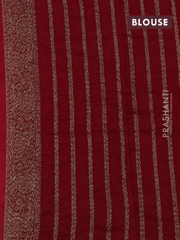 Red Banarasi Semi Raw Silk Saree