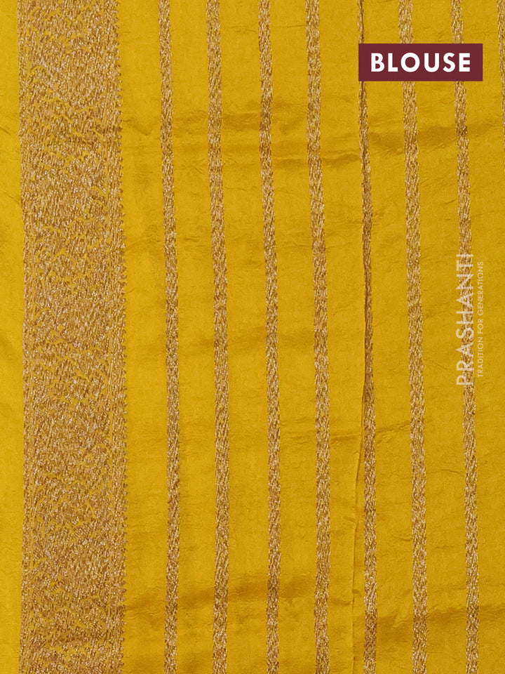 Yellow Banarasi Semi Raw Silk Saree